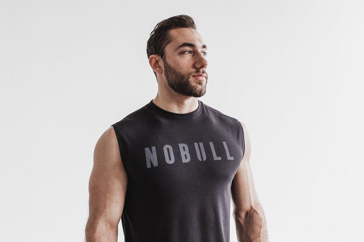 Nobull Sleeveless Men's T Shirts Black | Australia (LN4329)